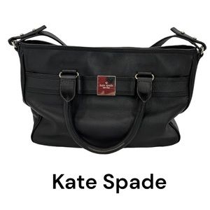 KATE SPADE Black Leather Satchel with Shoulder Strap